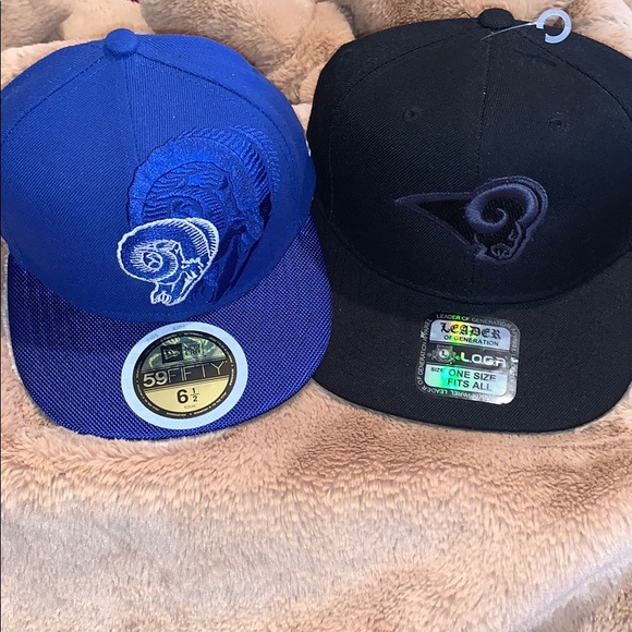 2 Los Angeles Rams Hats- Fitted and SnapBack Royal blue and Black